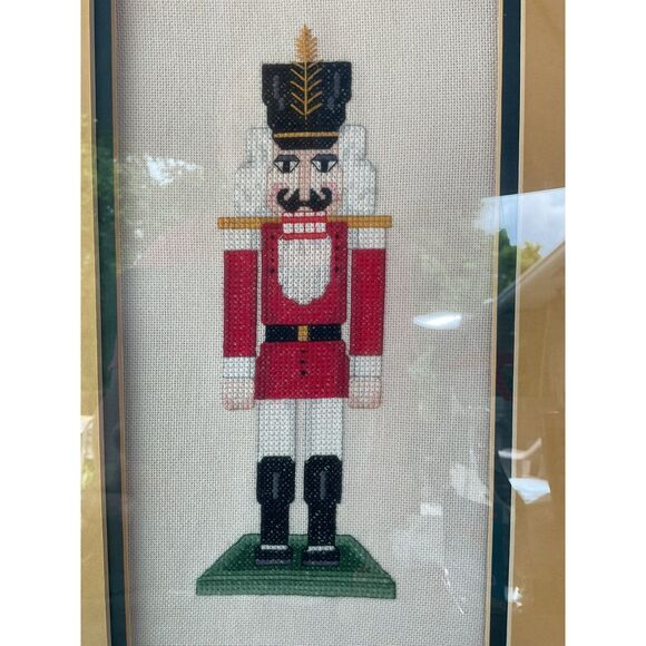 Vintage Framed Christmas Nutcracker Fiber Art Set - Picture 10 of 11